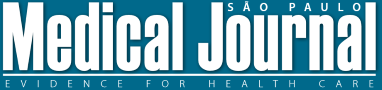 "São Paulo Medical Journal" in white color and blue background.